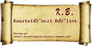 Kosztolánczi Bálint névjegykártya