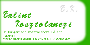 balint kosztolanczi business card